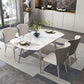 Mesa de comedor contemporánea con base metálica Mesa de comedor de piedra rectangular