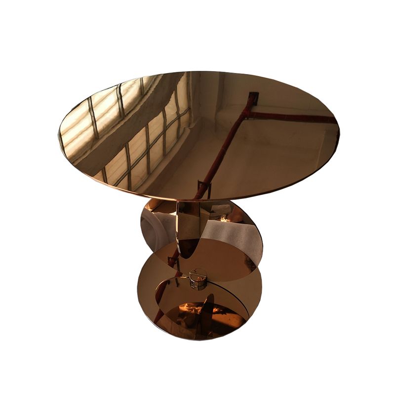 Mesa de metal circular de diseño de pedestal de estilo moderno medieval