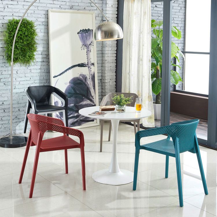 Contemporary Style Plastic Chairs Solid Back Arm Dining Kitchen Chair Set Clearhalo ' kitchen&dining_furn' 'Dining Chairs' 'Dining Tables & Seating' 'dining_chair' 'furn' 'furn_dining_chair' 'Furniture' 'furniture_dining_chair' 'Kitchen & Dining Furniture' 'kitchen' 1200x1200_78d25318-7d95-475f-980b-b713882109bd