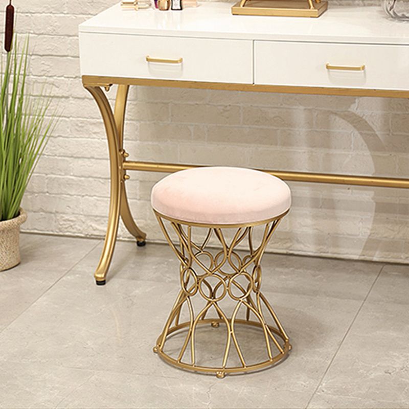 Glam Velvet Ottoman Plain Round Metal Frame Foot Stool Ottoman Clearhalo 'furn' 'furn_ottomans_poufs' 'Furniture' 'Living Room Furniture' 'Ottomans & Poufs' 'ottomans_poufs' 1200x1200_78d52b11-60fb-4c82-b73f-571121e5f9fa