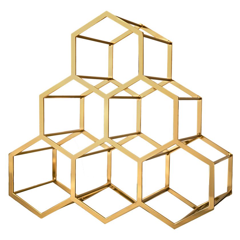 Metal Countertop Wine Glass Rack Modern Stackable Wine Bottle Holder in Gold Clearhalo 'furn' 'furn_wine_racks' 'Furniture' 'Kitchen & Dining Furniture' 'Wine Racks' 'wine_racks' 1200x1200_78d59020-5867-4e4e-8af7-1cb9d1788ffc