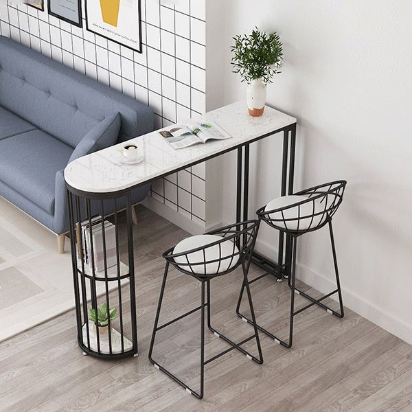 White Marble Bar Dining Table Glam Double Pedestal Bar Height Table Clearhalo 'Bar Furniture' 'Bar Tables' 'bar_tables' 'furn' 'furn_bar_tables' 'Furniture' 'Kitchen & Dining Furniture' 1200x1200_78d60724-7542-41fb-b7a0-7940ddc42c9b