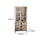 Traditional Wood Display Stand Glass Doors Buffet Cabinet with Drawers