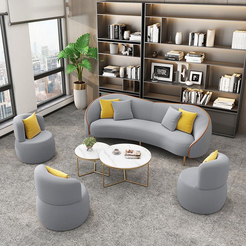 Divano moderno bianco/grigio con divano curvo con schienale stretto per appartamento