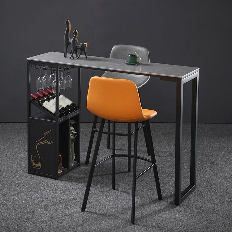 Modern Marble Pub Table with Rectangle Table Top Double Pedestal Table - 42" H Clearhalo 'Bar Furniture' 'Bar Tables' 'bar_tables' 'furn' 'furn_bar_tables' 'Furniture' 'furniture_bar_tables' 'Kitchen & Dining Furniture' 1200x1200_78d78140-9eaa-4bf5-9c41-90ce34925214