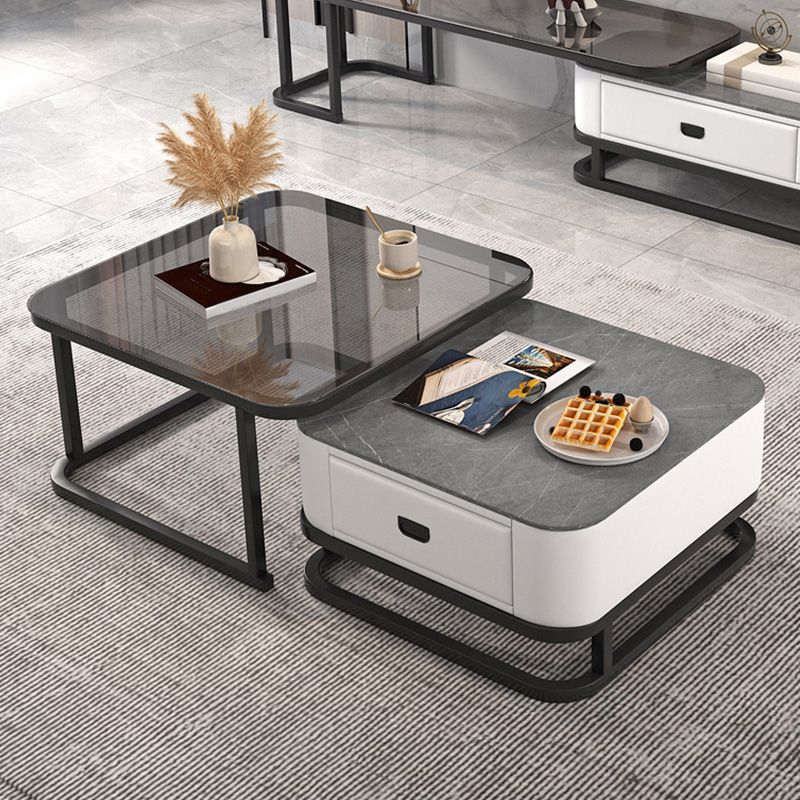 Frame Coffee Table Modern Slate Cocktail Table with Storage Drawers Clearhalo 'Coffee & Accent Tables' 'Coffee Tables' 'coffee_tables' 'furn' 'furn_coffee_tables' 'Furniture' 'Living Room Furniture' 1200x1200_78d7b9ae-ac29-4e51-9b0f-a27880a11b3d