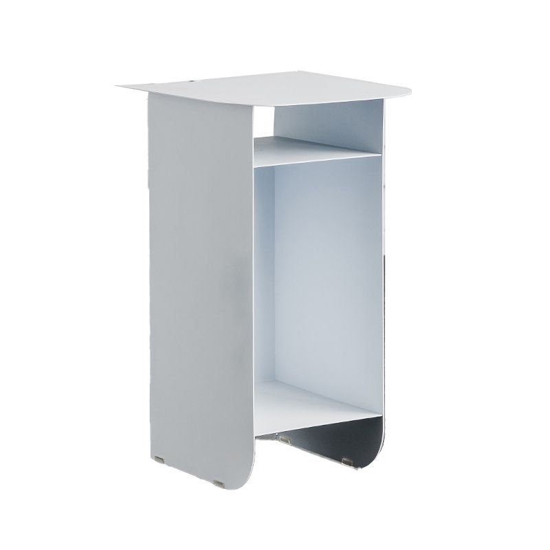 Mid-Century Rectangular Side Table Sled End Table with Shelves