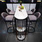 Glam White Stone Bistro Table Indoor Iron Double Pedestal Bar Dining Table with 2-Shelf Clearhalo 'Bar Furniture' 'Bar Tables' 'bar_tables' 'furn' 'furn_bar_tables' 'Furniture' 'furniture_bar_tables' 'Kitchen & Dining Furniture' 1200x1200_78da0fc2-b408-493a-83fa-7fb1131b9297