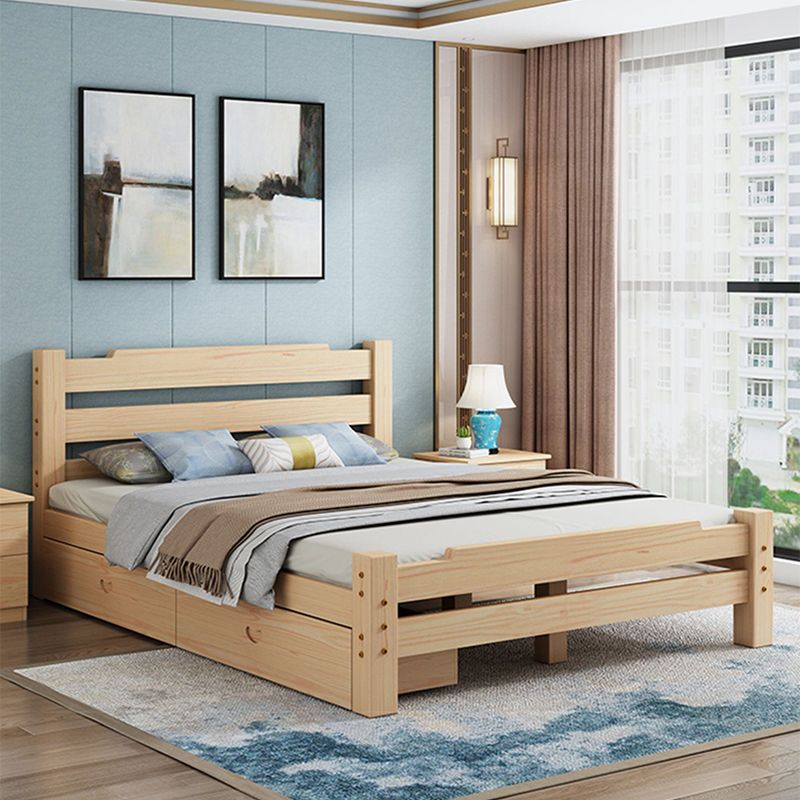 Letto in legno di pino in letto scandinavo a brone chiaro con testiera