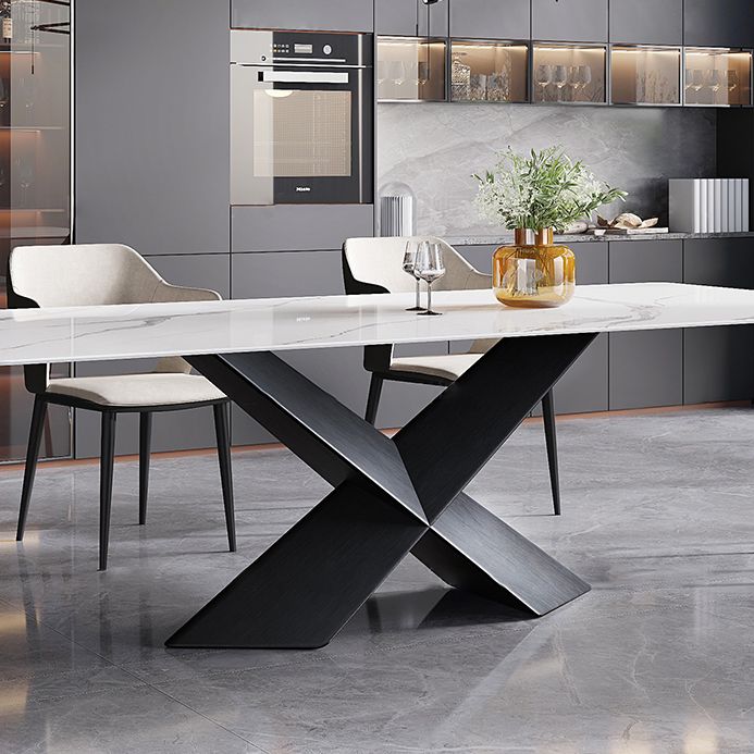 Set da pranzo rettangolare in pietra sinterizzata in stile moderno Set da pranzo da 1/4/5/7 pezzi