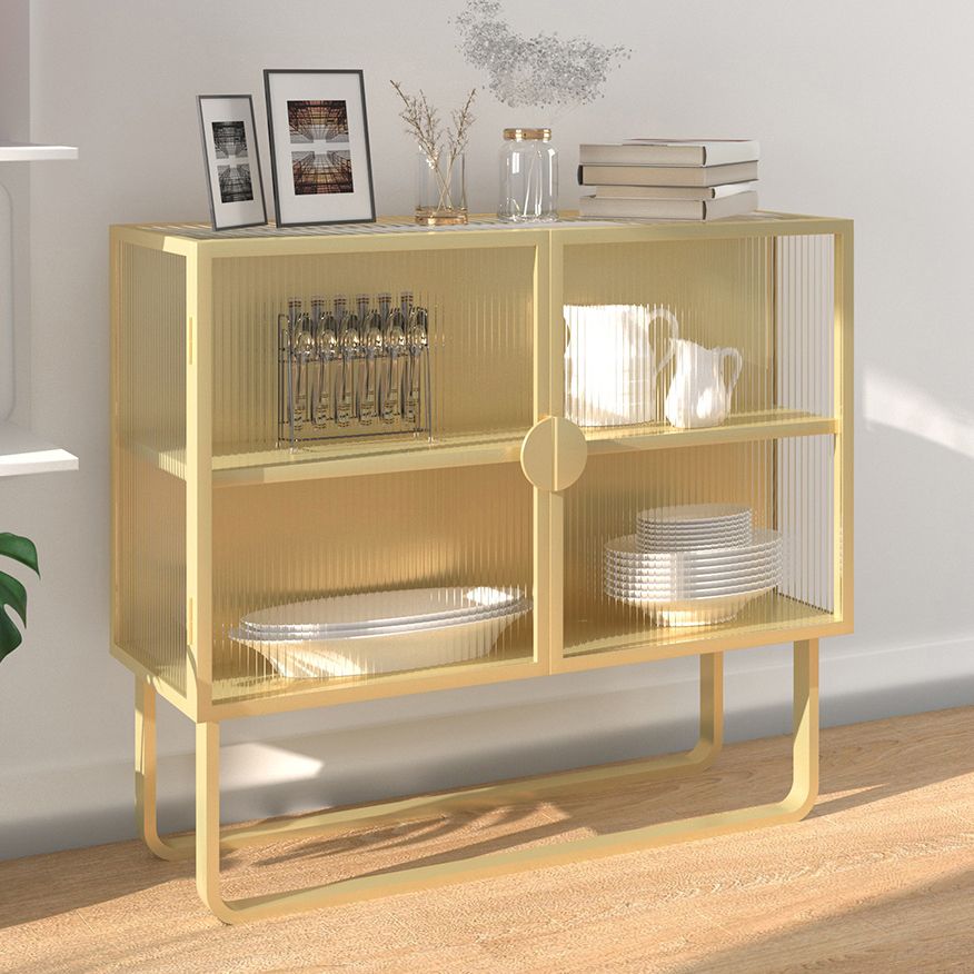 Glam Living Room Buffet 35.5"H Metal Glass Doors Sideboard for Kitchen Clearhalo 'buffet_sideboard' 'Buffets & Sideboards' 'furn' 'furn_buffet_sideboard' 'Furniture' 'Kitchen & Dining Furniture' 1200x1200_78df15e2-9121-4252-9d98-99595b7ec1b7
