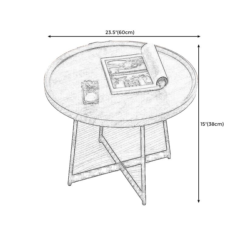 Stile moderno Black Metal Base Metal Bashing Wood/Walnut Oval/Round Table Top Side Table