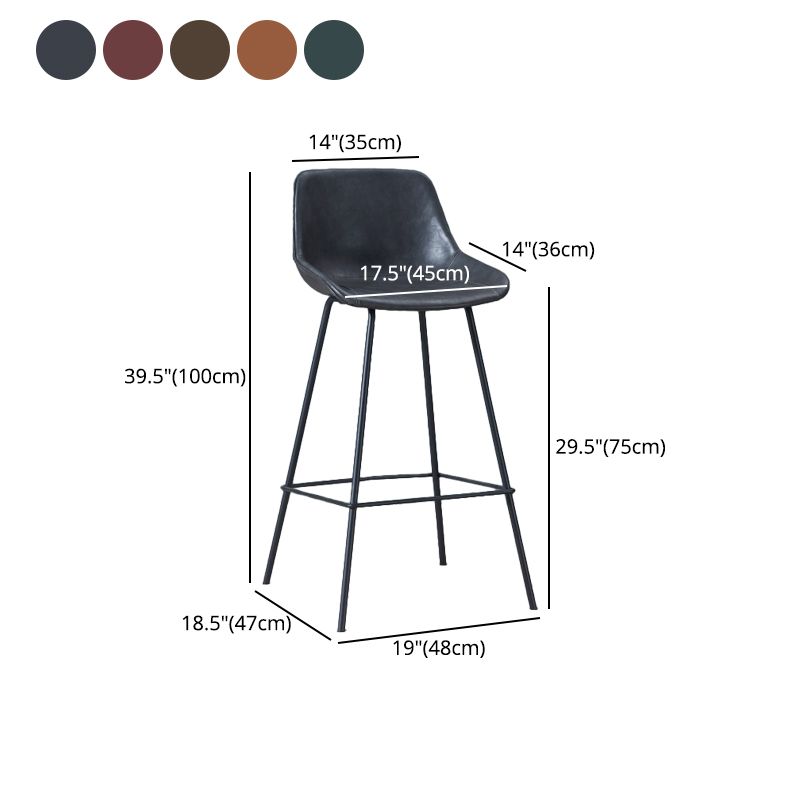 Contemporary Footrest Restaurant Stool Matte Finish Leather Barstool Clearhalo 'Bar Furniture' 'Bar Stools' 'bar_stools' 'furn' 'furn_bar_stools' 'Furniture' 'furniture_bar_stools' 'Kitchen & Dining Furniture' 1200x1200_78dfdd56-e38c-4b9e-a18b-e8f204f97e16