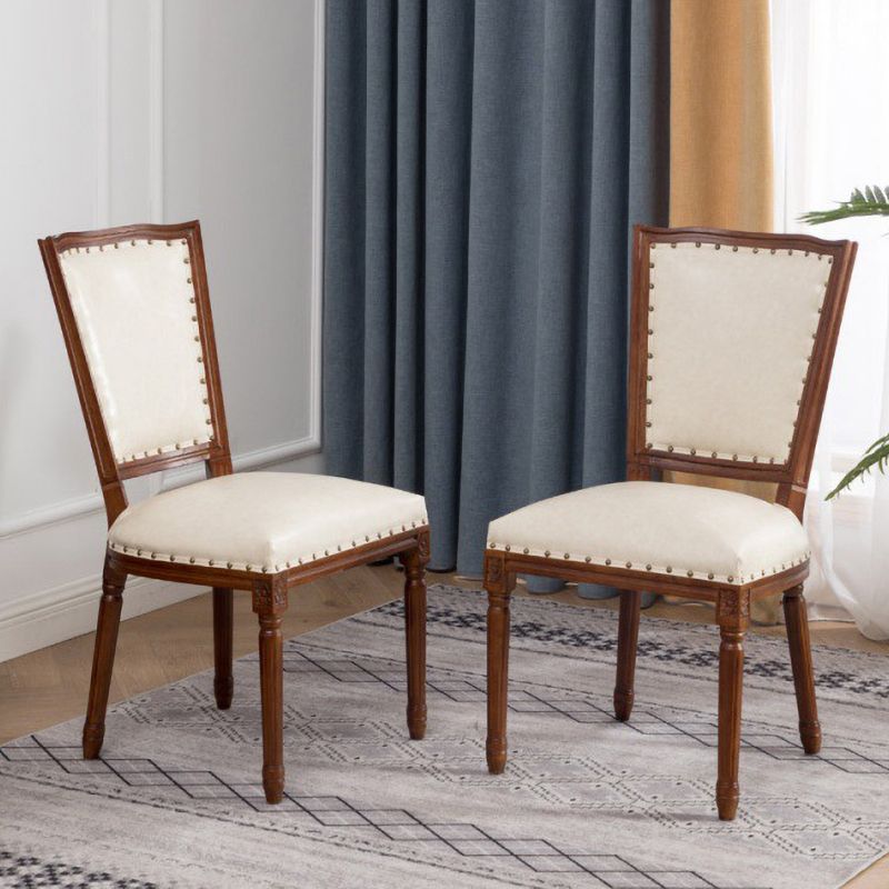 Wood Traditional Dining Kitchen Room Side Chair Open Back Chair - Clearhalo