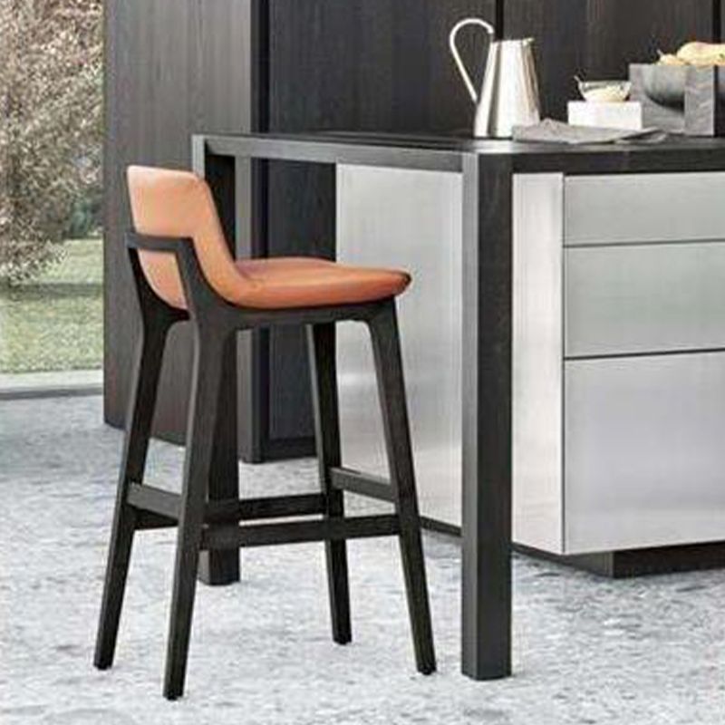 Contemporary Low Back Indoor Armless Bar Stool with Backrest