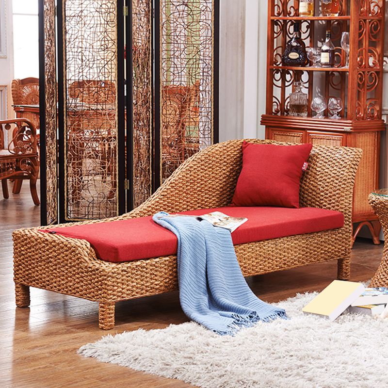 Sillón Chaise Lounge de ratán Chaise tapizado con un brazo
