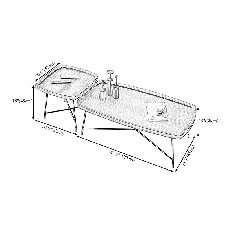 Nordic Round/Rectangle/Triangle Coffee Table Wood Cross Legs Cocktail Table Clearhalo 'Coffee & Accent Tables' 'Coffee Tables' 'coffee_tables' 'furn' 'furn_coffee_tables' 'Furniture' 'furniture_coffee_tables' 'Living Room Furniture' 1200x1200_78e4c671-1f62-48f5-b06c-69ea32118468