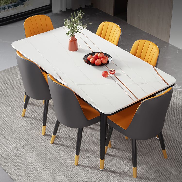 Modern Style Sintered Stone Dining Table 4 Legs Carbon Steel Base Rectangle Table for Home Clearhalo ' dining_table' 'Dining Tables & Seating' 'Dining Tables' 'furn' 'furn_dining_table' 'Furniture' 'furniture_dining_table' 'Kitchen & Dining Furniture' 'kitchen&dining_furn' 'kitchen' 'kitchen_dining_table' 1200x1200_78e633f0-3384-49fd-a71d-13633b18678d