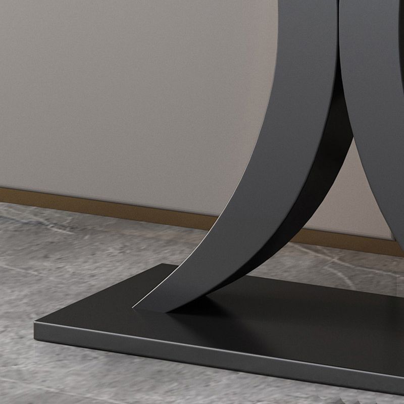 Tavolo da divano in ardesia e metallo moderno console mezzaluna resistente alle macchie per Hall