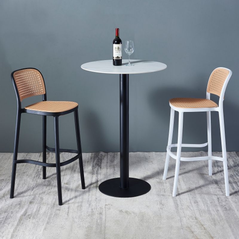 Industrial Black Iron Bar Dining Table Stone Top Engineered Wood Indoor Bistro Table Clearhalo 'Bar Furniture' 'Bar Tables' 'bar_tables' 'furn' 'furn_bar_tables' 'Furniture' 'furniture_bar_tables' 'Kitchen & Dining Furniture' 1200x1200_78e8d45b-ec17-48a3-aa90-5d226e5b0d2e