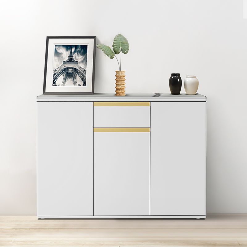 Contemporary Manufactured Wood Dining Server White Adjustable Shelving Sideboard Clearhalo 'buffet_sideboard' 'Buffets & Sideboards' 'furn' 'furn_buffet_sideboard' 'Furniture' 'Kitchen & Dining Furniture' 1200x1200_78ea60d9-18ff-4dc5-be09-7a41f0e881a3