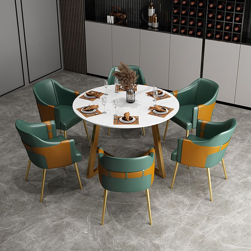 Glam 1/7 Pieces Dining Set Circular Stone Dining Table for Dining Room Clearhalo 'Dining Room Sets' 'Dining Tables & Seating' 'dining_room_set' 'furn' 'furn_dining_room_set' 'Furniture' 'furniture_dining_room_set' 'Kitchen & Dining Furniture' 1200x1200_78ea75a7-7132-47f0-8d74-fda929f99f5b