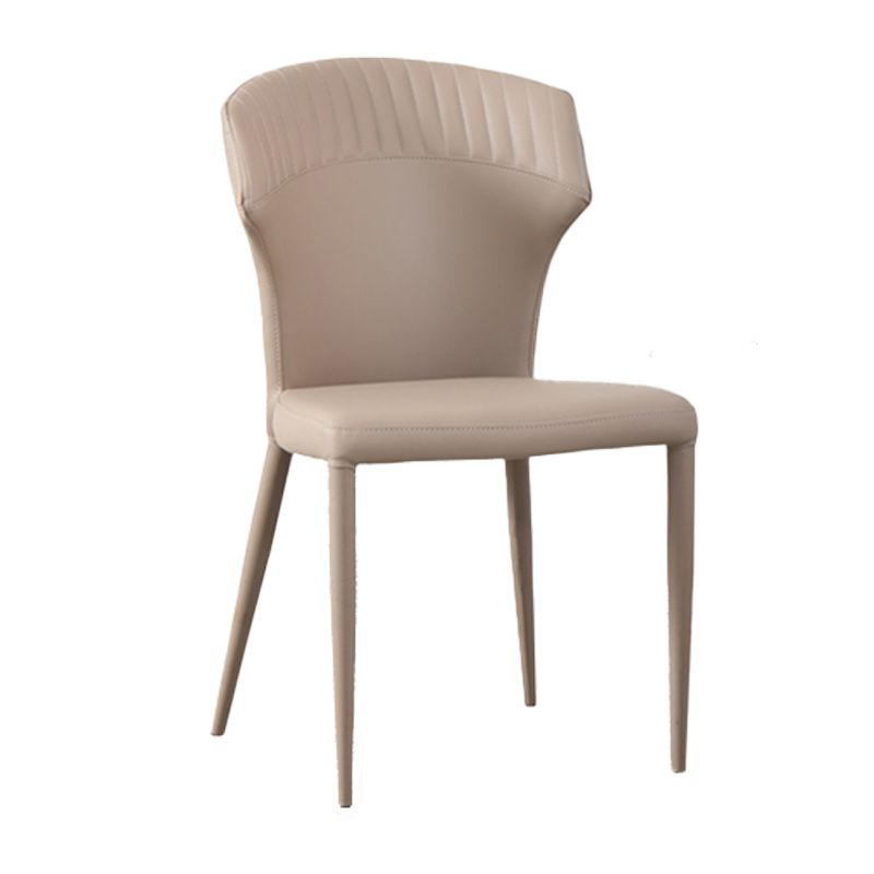 Sedie da pranzo in pelle minimalista senza braccioli senza braccioli