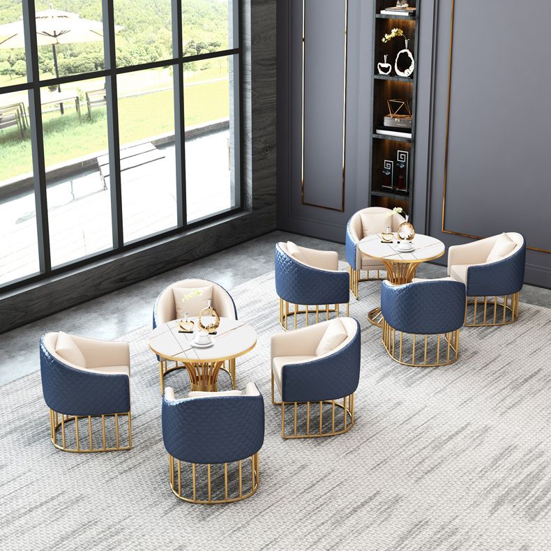 Traditional Luxury Round Dining Table Matte Finish Stone Top Dinette Table for Home Clearhalo 'Dining Tables & Seating' 'Dining Tables' 'dining_table' 'furn' 'furn_dining_table' 'Furniture' 'Kitchen & Dining Furniture' 1200x1200_78ee36dd-f8c3-4591-8b53-193f82d8bf09