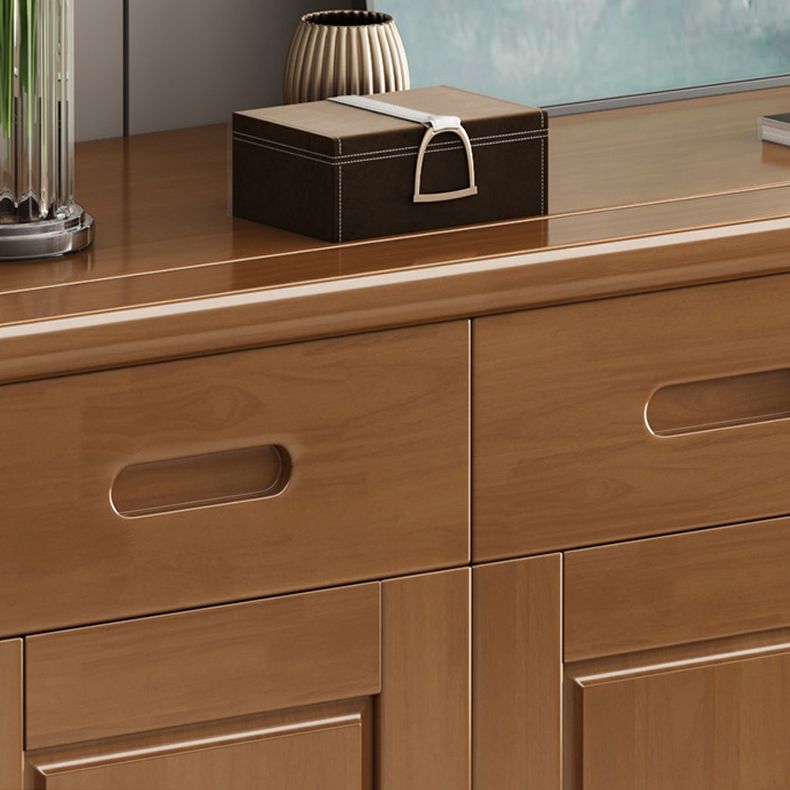 Mid-Century Modern Cabinet in Rubberwood with 2 Drawers and 3 Doors Clearhalo 'Cabinets & Chests' 'cabinets_chests' 'furn' 'furn_cabinets_chests' 'Furniture' 'Living Room Furniture' 1200x1200_78f396fc-806b-4b22-bc4e-d8a8da9c89d6