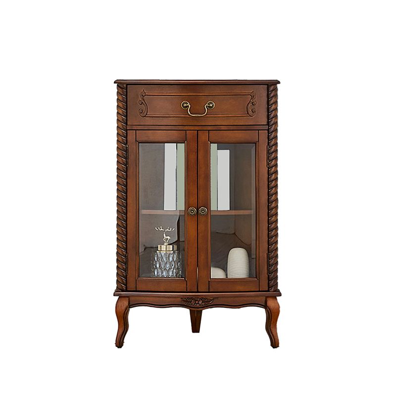 Mid-century Modern Brown Corner Cabinet, Wooden Accent Cabinet with Shelves Clearhalo 'Cabinets & Chests' 'cabinets_chests' 'furn' 'furn_cabinets_chests' 'Furniture' 'Living Room Furniture' 1200x1200_78f50d26-e83e-4536-a925-0161654c17e6