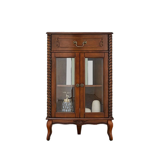 Mid-century Modern Brown Corner Cabinet, Wooden Accent Cabinet with Shelves Clearhalo 'Cabinets & Chests' 'cabinets_chests' 'furn' 'furn_cabinets_chests' 'Furniture' 'Living Room Furniture' 1200x1200_78f50d26-e83e-4536-a925-0161654c17e6