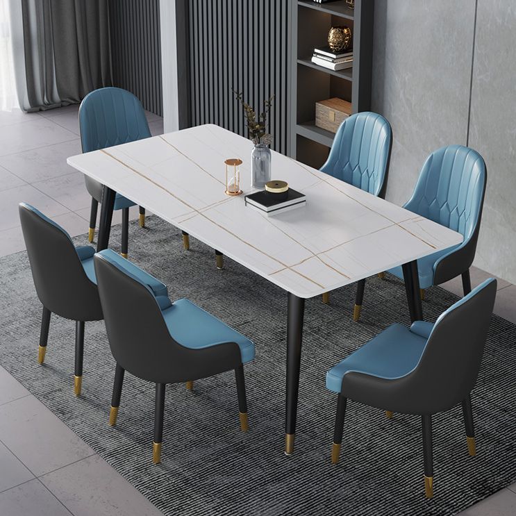 Mesa de comedor rectangular mesa de comedor de piedra con base de hierro