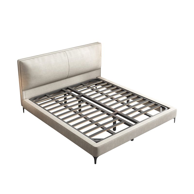 Modern wit houten standaardbed met rechthoekig paneelhoofdeinde