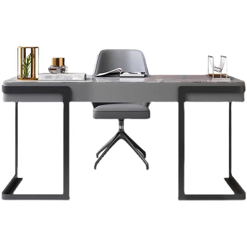Glamstil 2-Schüchter-Büroschreibtisch Sintered Stone Top Desk mit Edelstahlbeinen