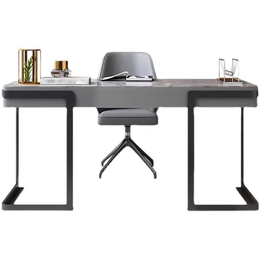 Descripción de la oficina de 2-Drawer de estilo glamoroso escritorio de piedra sinterizado con patas de acero inoxidable