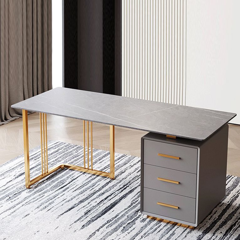 Glam Style Writing Desk Study Room Office Desk with 3-drawer Clearhalo 'Furniture' 'furniture_office_desk' 'Office Desks' 'Office Furniture' 'office_desk' 1200x1200_78f6cdef-1aa8-44ab-a10d-9920ac420f17