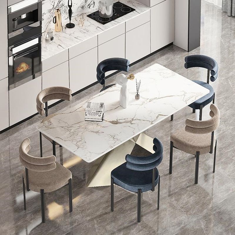 Moderne eenvoudige metalen zijstoel gestoffeerde eetkamerstoelen voor thuisgebruik