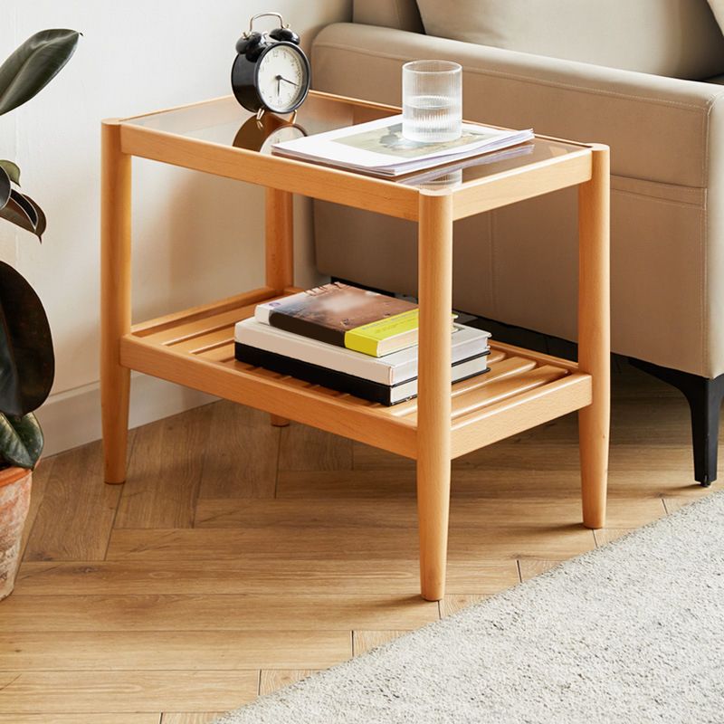 Modern Style Cocktail Table Beech Frame Glass Top Square/rectangular Coffee Table