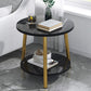 Modern Style Round/oval Wood-paneled 3/4 Leg Base with Storage Rack Coffee Table