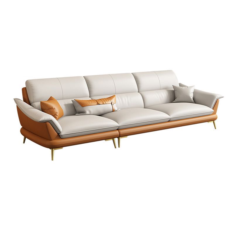 Genuine Leather Pillow Top Arm Sectionals 33.46"High Cushion Back Sofa Clearhalo 'furn' 'furn_sectionals' 'Furniture' 'furniture_sectionals' 'Living Room Furniture' 'Sectionals' 1200x1200_78fb9c89-8713-484f-bbfc-91df95c27312