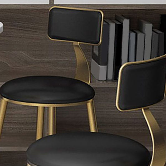 Faux Leather Dining Stools Upholstered Bar Stools with Metal Base