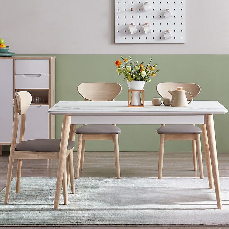 2/5/7 Pieces Modern Rectangle Glass Top Wooden Frame Dining Set for Home