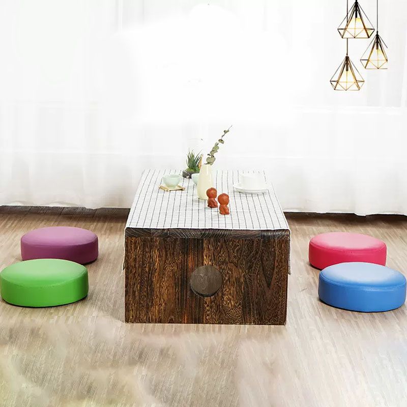 Modern Pouf Ottoman Faux Leather Upholstered Solid Color Round Ottoman with Wheels Clearhalo 'furn' 'furn_ottomans_poufs' 'Furniture' 'Living Room Furniture' 'Ottomans & Poufs' 'ottomans_poufs' 1200x1200_79013a6e-69c2-404a-9a3c-eea4b6fa8a30