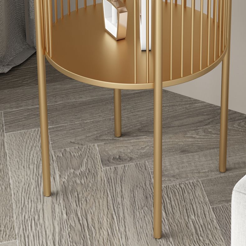 Contemporary Metal 4 Legs End Table Round Double Tier End Table Clearhalo 'Coffee & Accent Tables' 'End & Side Tables' 'end_side_tables' 'furn' 'furn_end_side_tables' 'Furniture' 'Living Room Furniture' 1200x1200_790199b2-ff10-4dbc-acd1-b4ecc657b367