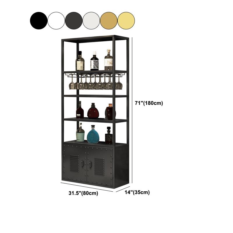 Metal Floor Wine Bottle & Glass Rack Modern Wine Holder Rack with Shelf