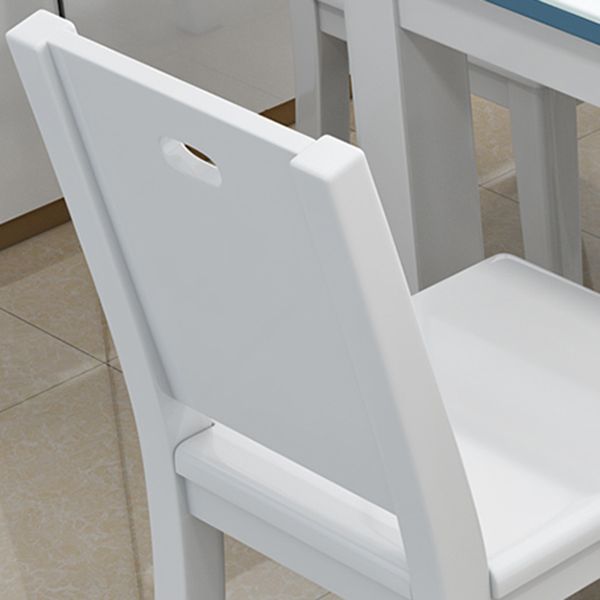 1/5/7 pezzi tavolo da pranzo e sedia set con legno massiccio e in bianco