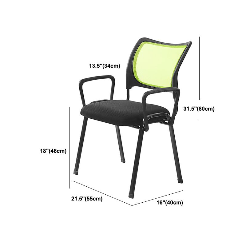 Silla de escritorio de malla baja sin ruedas silla de conferencia de armas fijas