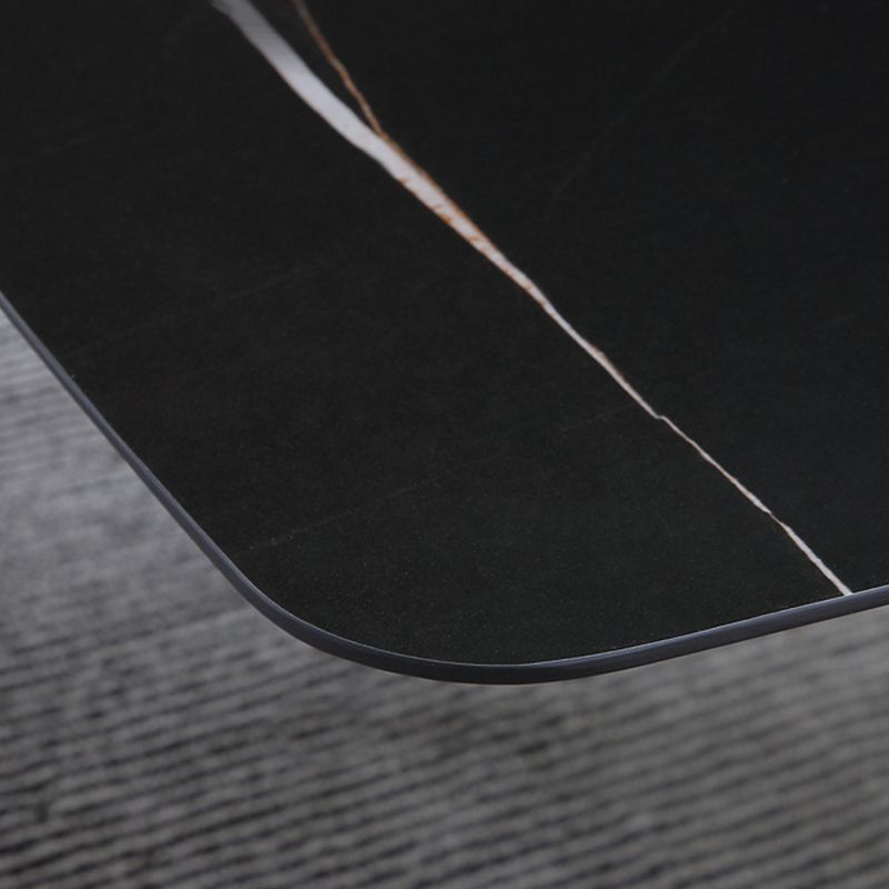 Modern Style Rectangular Slate Table with Metal Trestle Type Base Coffee Table