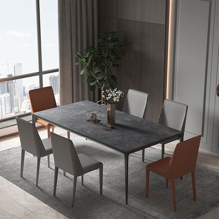 Industrial Style Home Sintered Stone Dining Table 4 Legs Base Rectangle Table Clearhalo ' dining_table' 'Dining Tables & Seating' 'Dining Tables' 'furn' 'furn_dining_table' 'Furniture' 'furniture_dining_table' 'Kitchen & Dining Furniture' 'kitchen&dining_furn' 'kitchen' 'kitchen_dining_table' 1200x1200_79067075-9af7-4f8f-8244-7219b6a3cb95