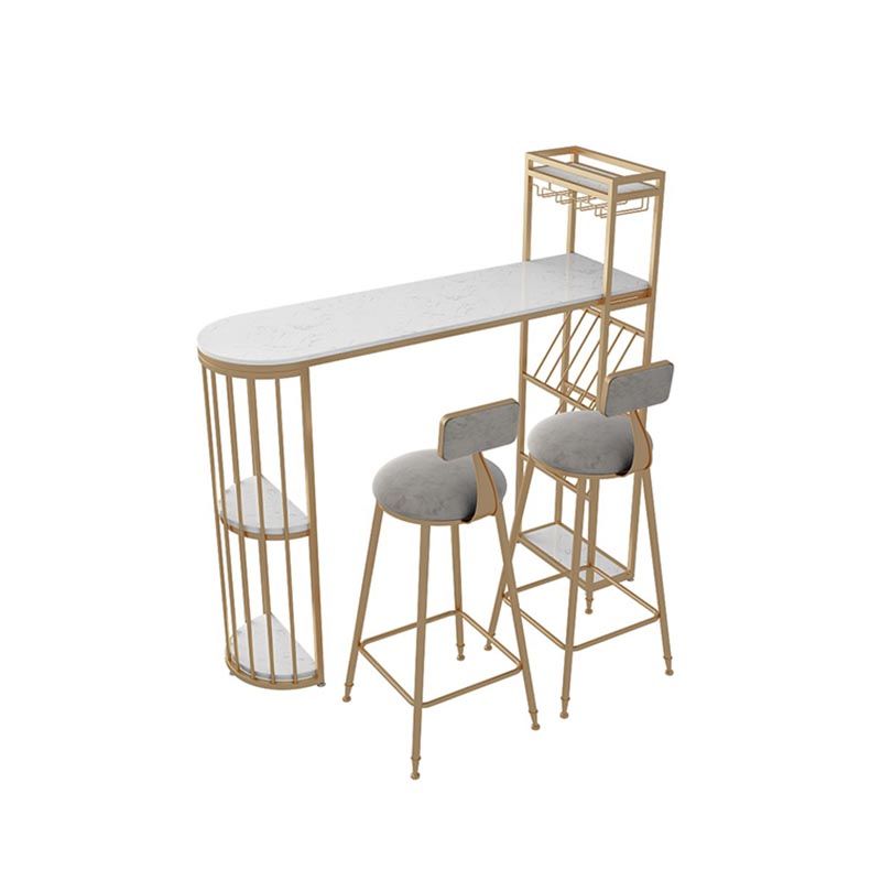 42-inch Height Bar Table Artificial Marble Glam Style Bistro Table with Storage Shelf Clearhalo 'Bar Furniture' 'Bar Tables' 'bar_tables' 'furn' 'furn_bar_tables' 'Furniture' 'furniture_bar_tables' 'Kitchen & Dining Furniture' 1200x1200_7906dd8f-ade9-463f-83d7-439edefe5965